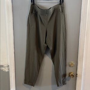 Pure Jill‎ Pull On Lounge Pants Elastic Waist Pima Cotton Olive Green Comfy L
